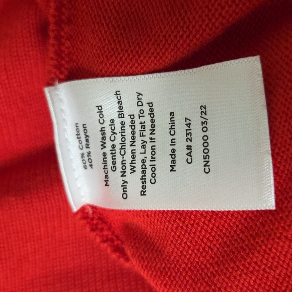 Talbots Red Long Sleeve Dress with Collar Modest Cotton Size Large - Picture 9 of 9